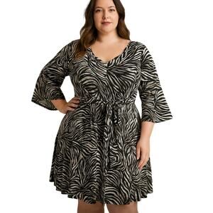 Michael Kors Women's Plus Size Jersey Knit Dress Stretchy Zebra Print Size 3X